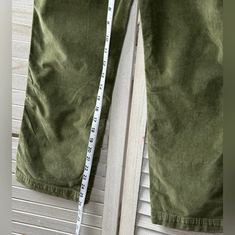 Free People High Time Velvet Crop Pants Olive Green Boho Chic Size 6